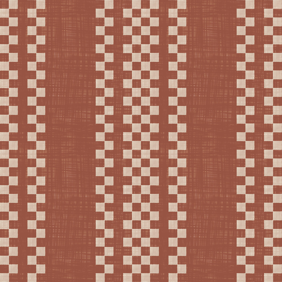 Tapeta ścienna płócienna Ticking Checker Stripes - terakota in your room