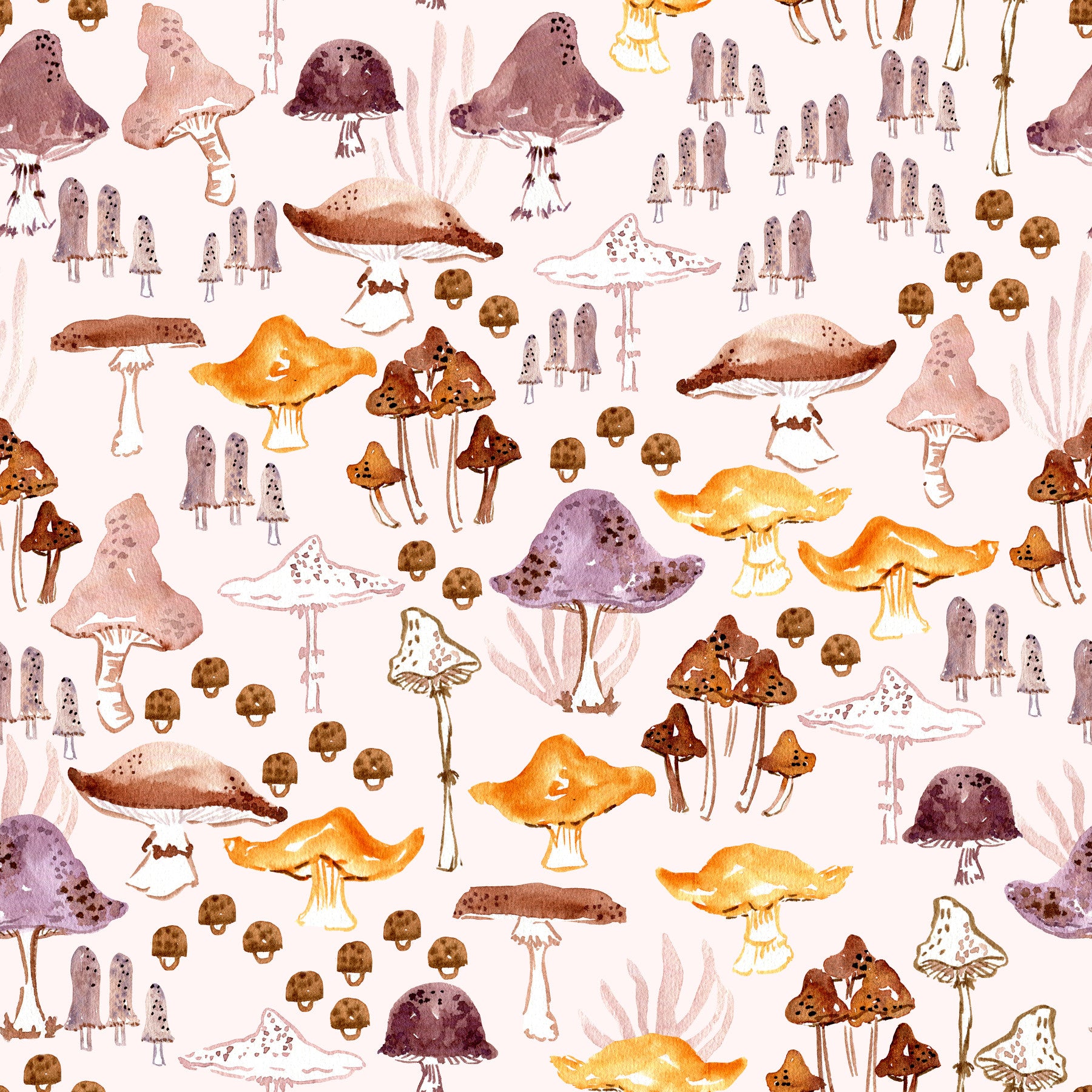 Papier peint à motif de champignons des bois à l’aquarelle⁠