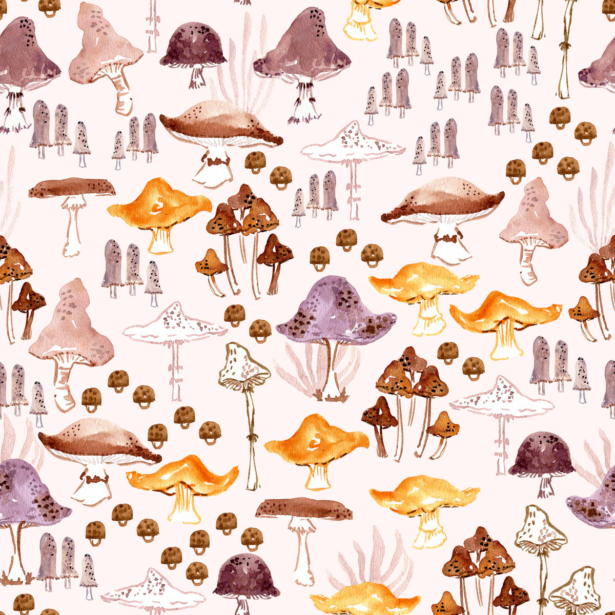 Papier peint à motif de champignons des bois à l’aquarelle⁠ in your room — zoomed