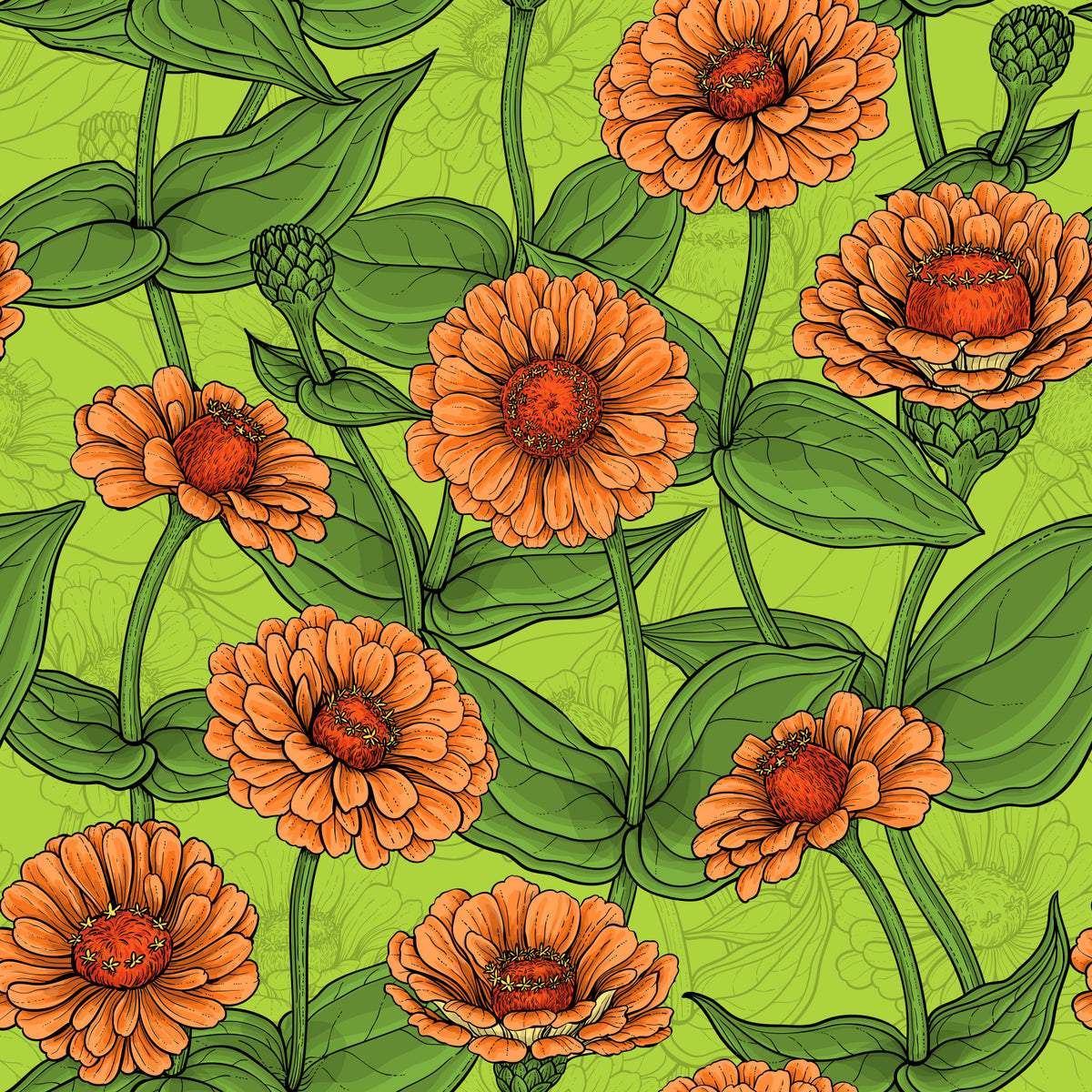 Papier peint de jardin de zinnias orange éclatant⁠ in your room