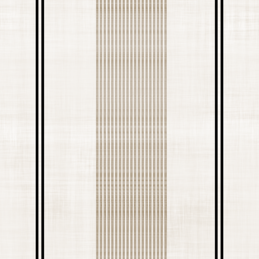 Papier peint texturé effet lin à rayures beiges et noires