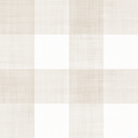 Beige Gingham-Karo-Tapete in Leinenoptik