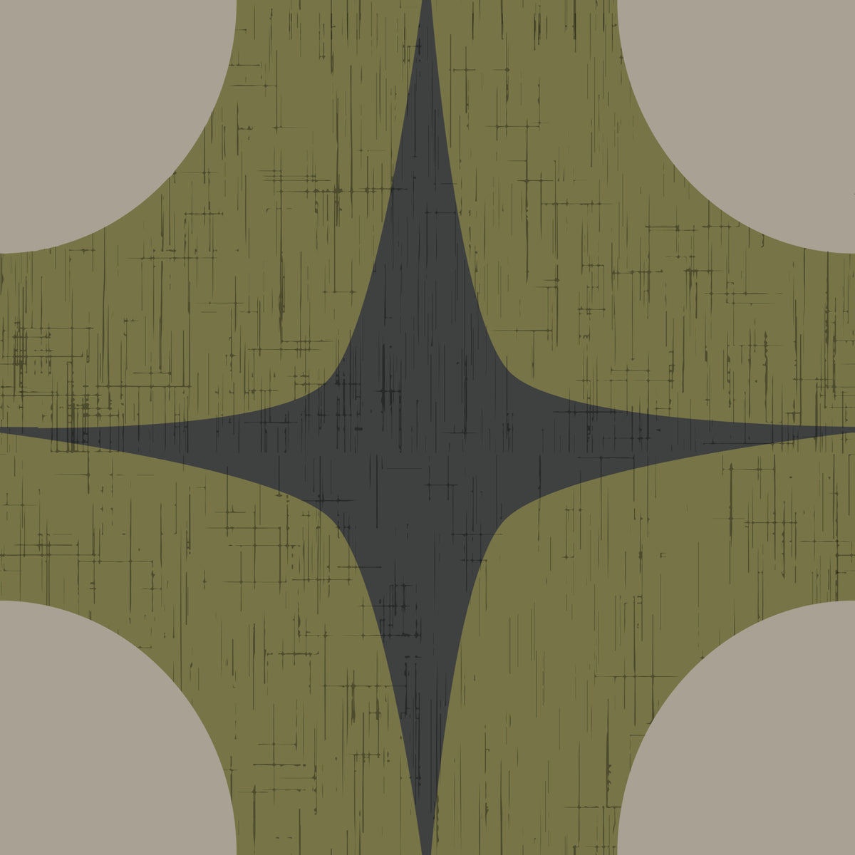Charcoal Grey Atomic Starburst Wallpaper Mid Century Modern Wallpaper⁠ in your room — zoomed
