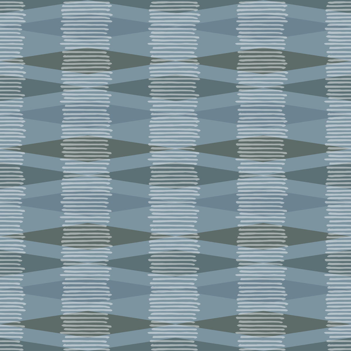 Tapete mit geometrischen Streifen in Küstenblau in your room — zoomed