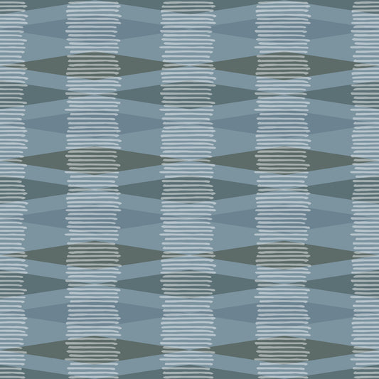 Tapete mit geometrischen Streifen in Küstenblau