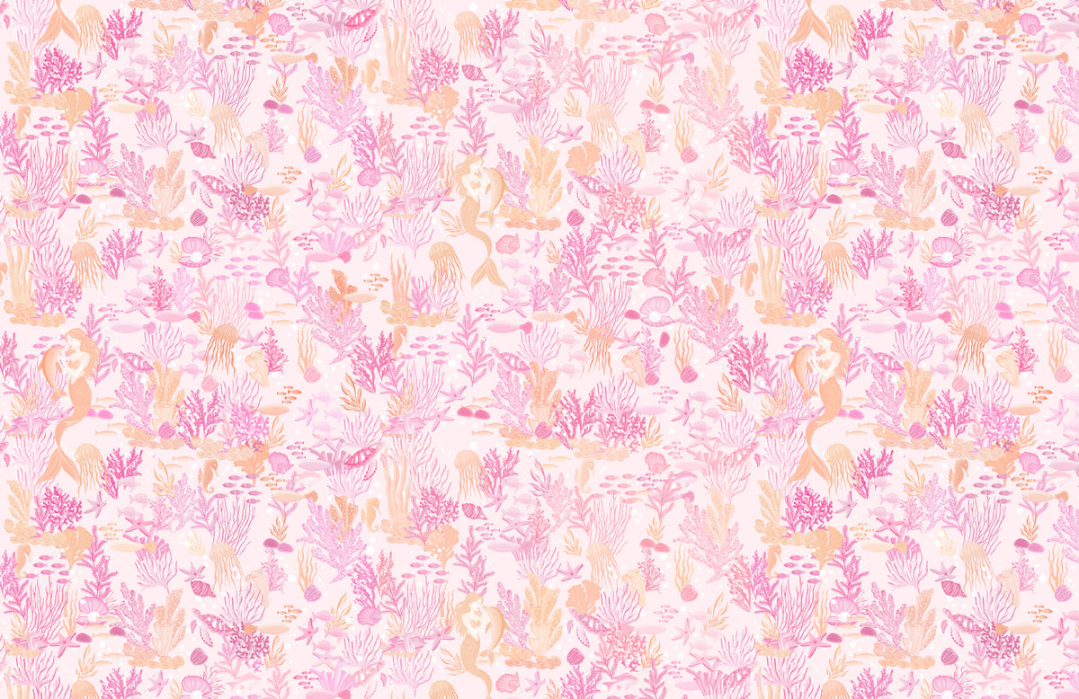 Rosa Meerjungfrau-Unterwasser-Fantasie-Tapete in your room — zoomed
