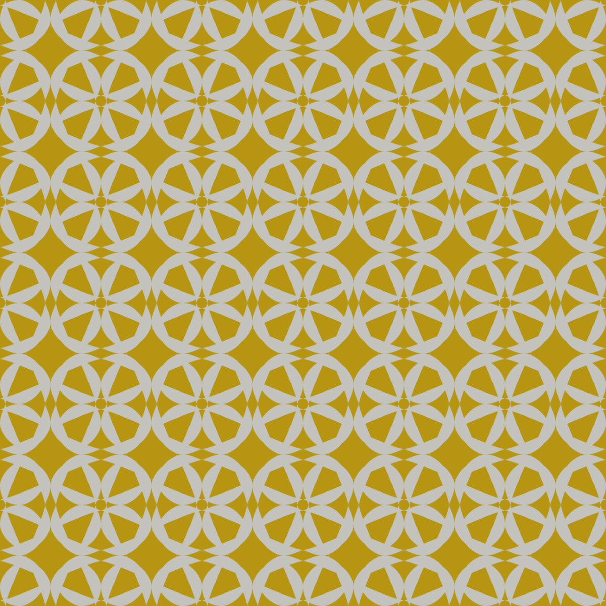 Carta da parati con mosaico circolare astratto color senape