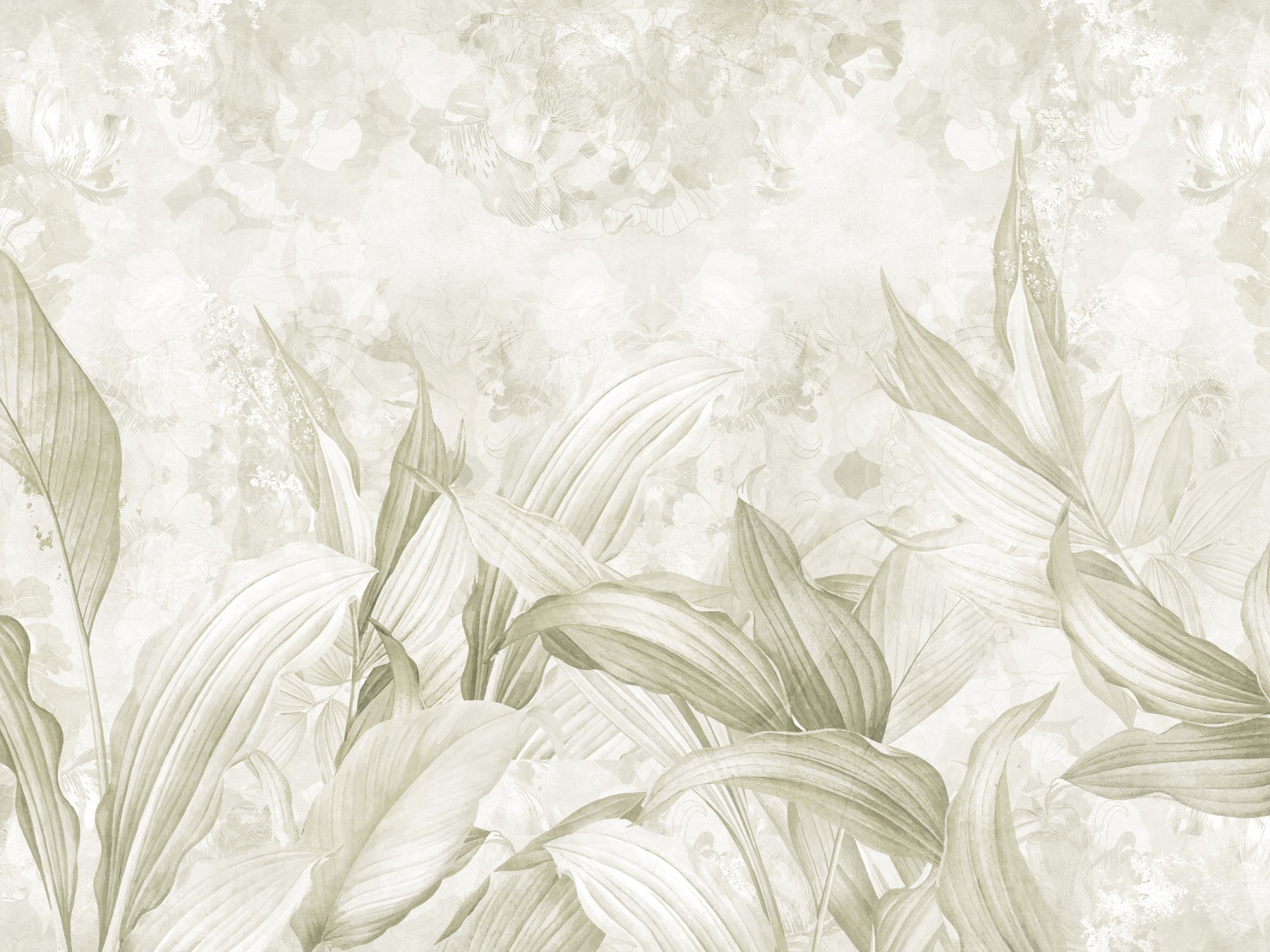 Botanisches Wandbild in sanftem Naturcreme