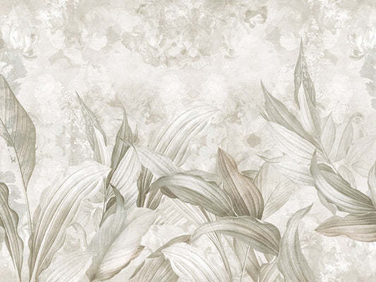 Fotomurale con foglie botaniche verde salvia Fotomurale