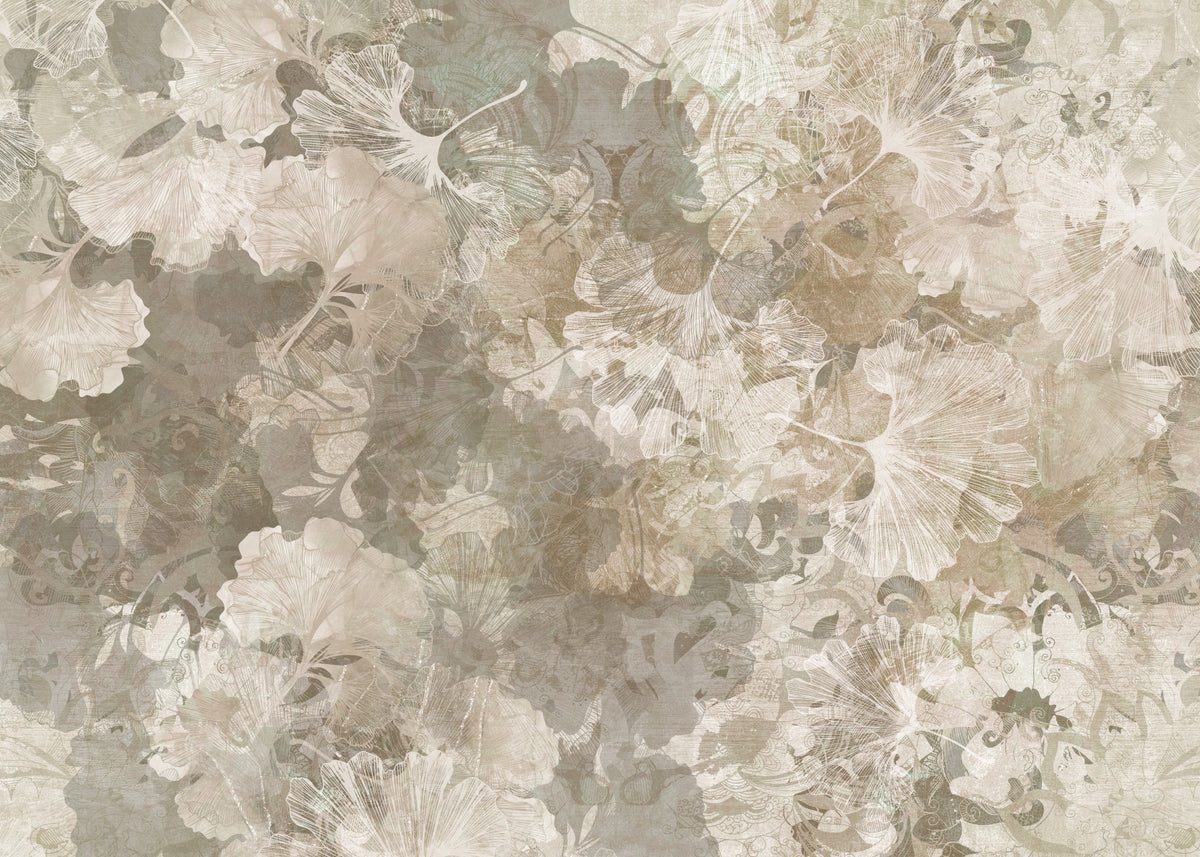 Warm Sand Golden Ginkgo Leaf Vintage Wall Mural Wall Mural in your room