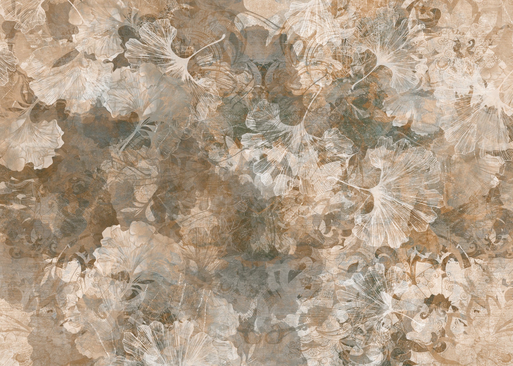 Wandbild „Vintage-Ginkgoblatt in warmem Bernsteinton“