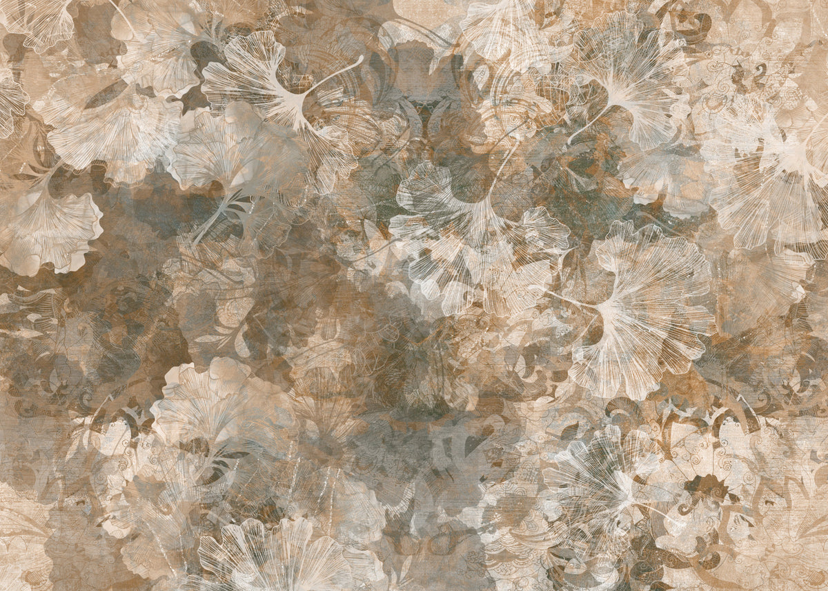 Wandbild „Vintage-Ginkgoblatt in warmem Bernsteinton“ in your room