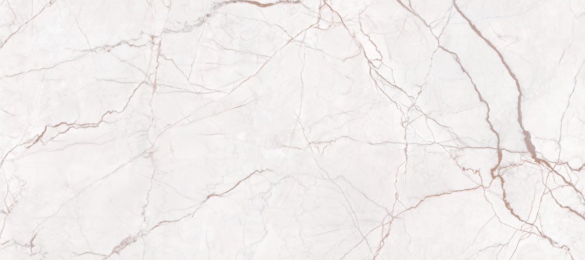 Papier peint panoramique à veinures de marbre crème discrètes in your room — zoomed