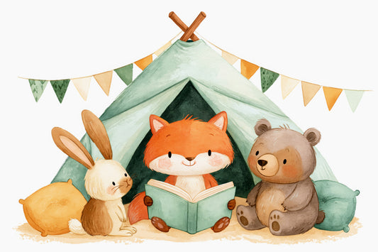 Fresque murale Renards et amis en camping
