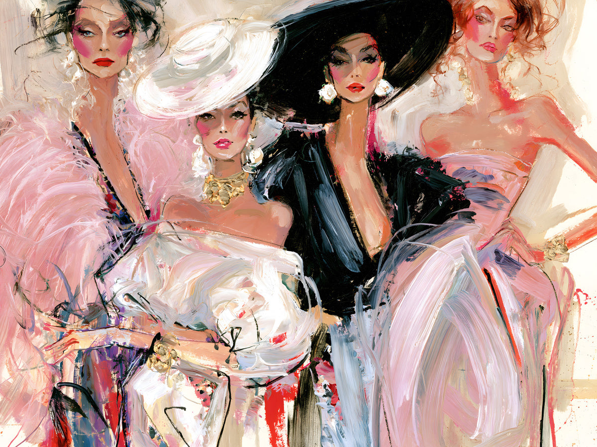 High Fashion Painted Portraits Wall Mural in your room