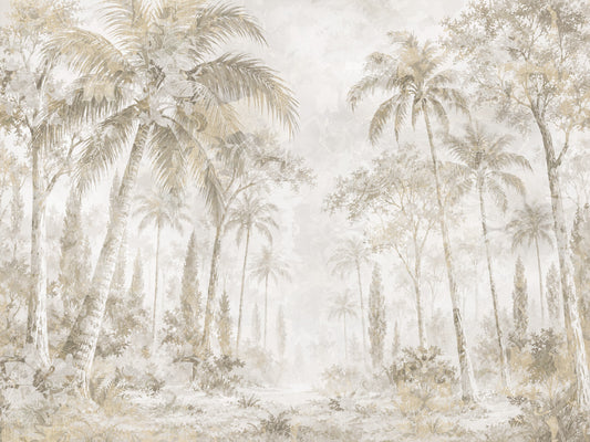 Oatmeal Mist Tropical Palm Path Wall Mural