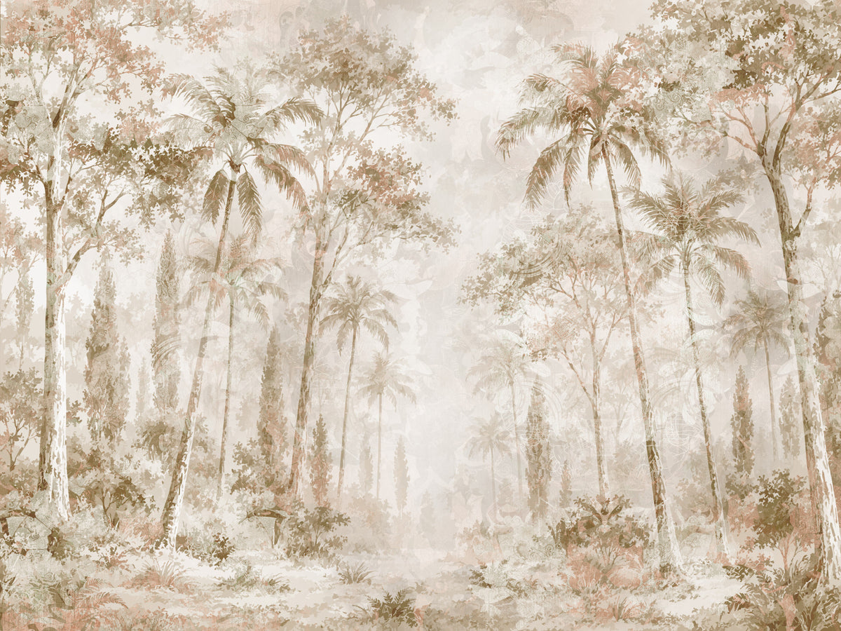 Sepia Jungle Dream Wall Mural in your room — zoomed