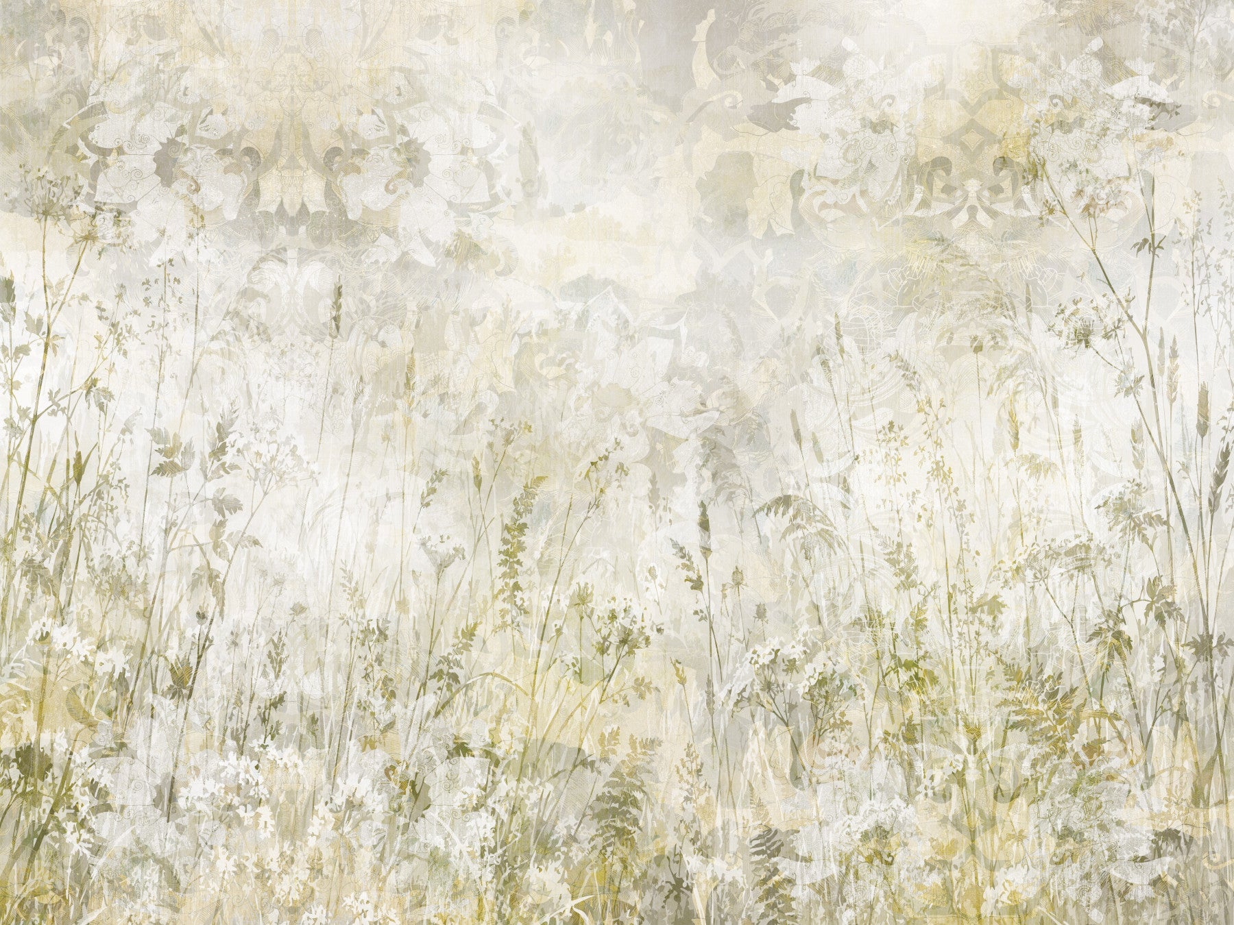 Botanical Damask Wildflower Meadow Wall Mural