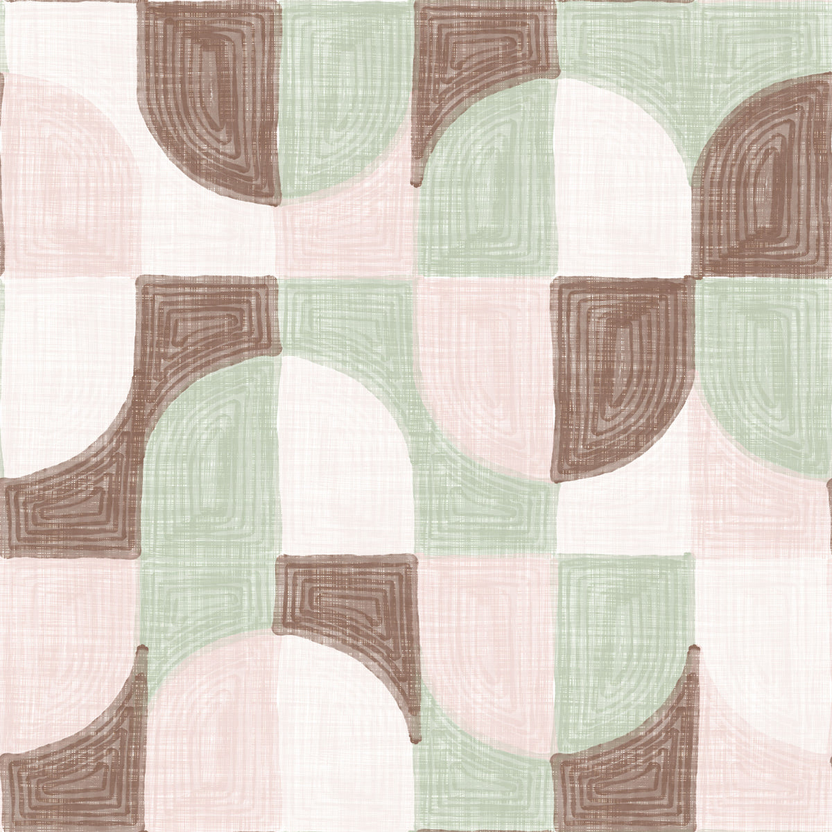 Uttrycksfull, texturerad, handmålad geometrisk tapet i mjuk grandmillennialstil in your room
