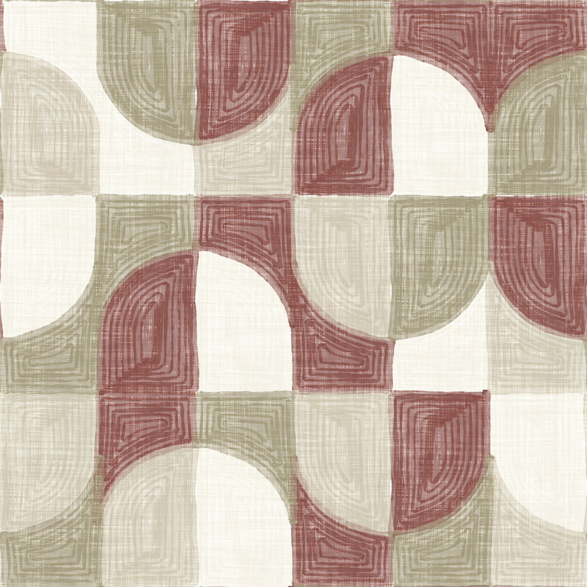 Carta da parati geometrica dai toni terrosi, dipinta a mano, dalla texture audace e dallo stile rustico da farmhouse in your room