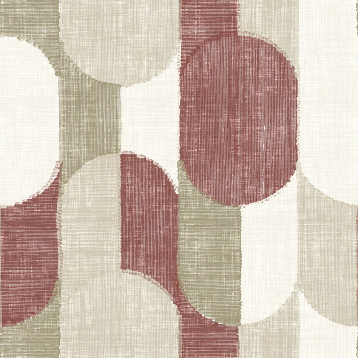 Mid Century Textured Hand Painted Geometries Rustic Farmhouse Earthy Tones Wallpaper⁠ in your room