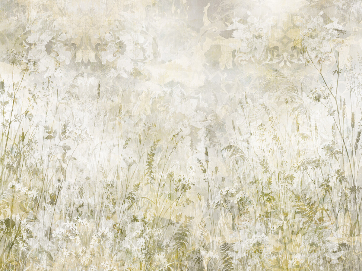 Botanisches Damast-Wildblumenwiesen-Wandbild Wandbild Wandbild in your room — zoomed