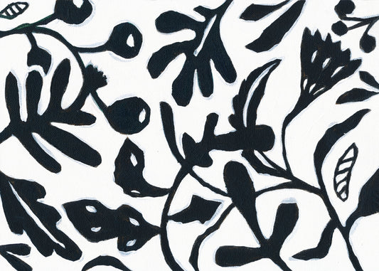 Wandbild „Botanische Silhouette in Tintenblau“ in Blütenform