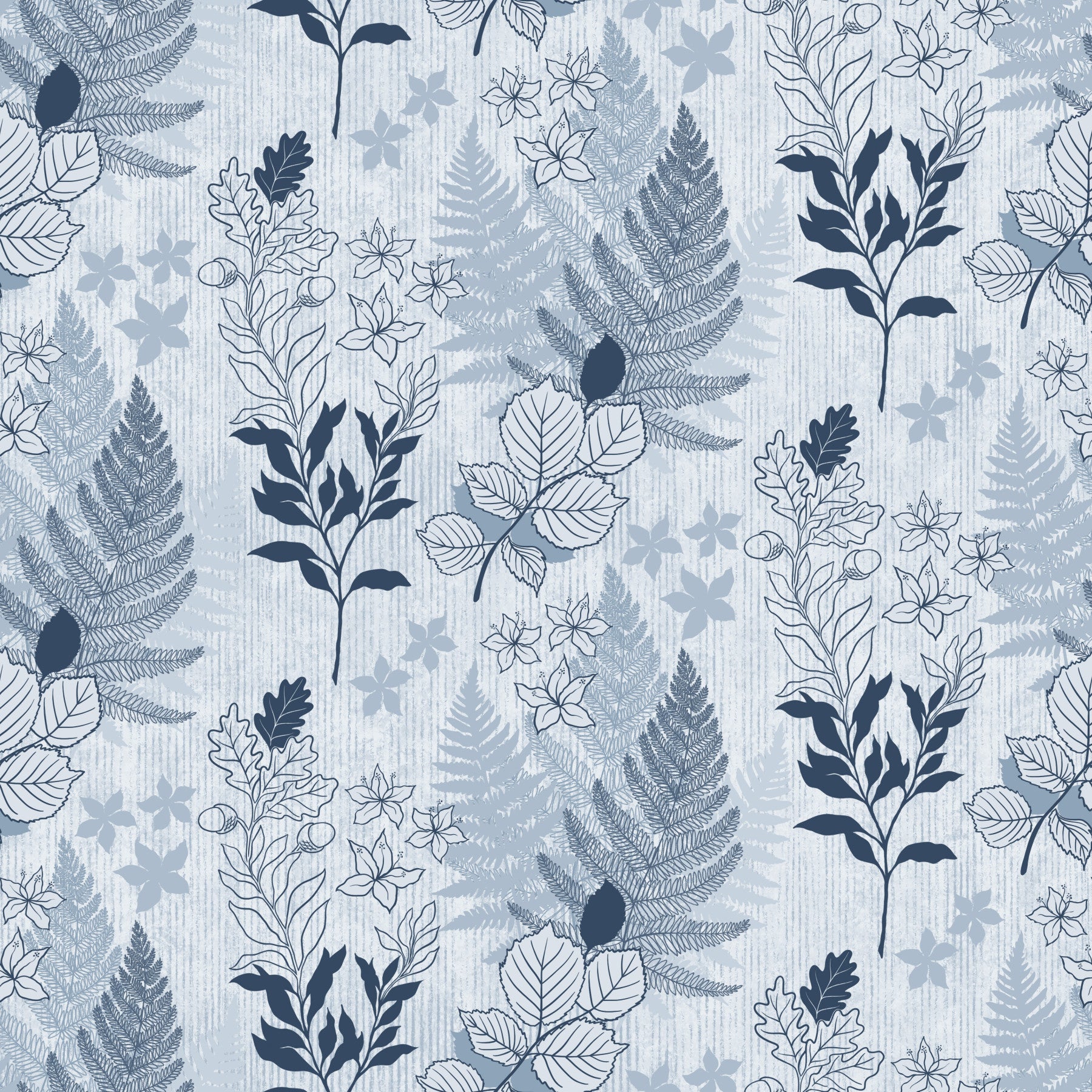 Alpine botanische Silhouetten - blaue Tapete⁠
