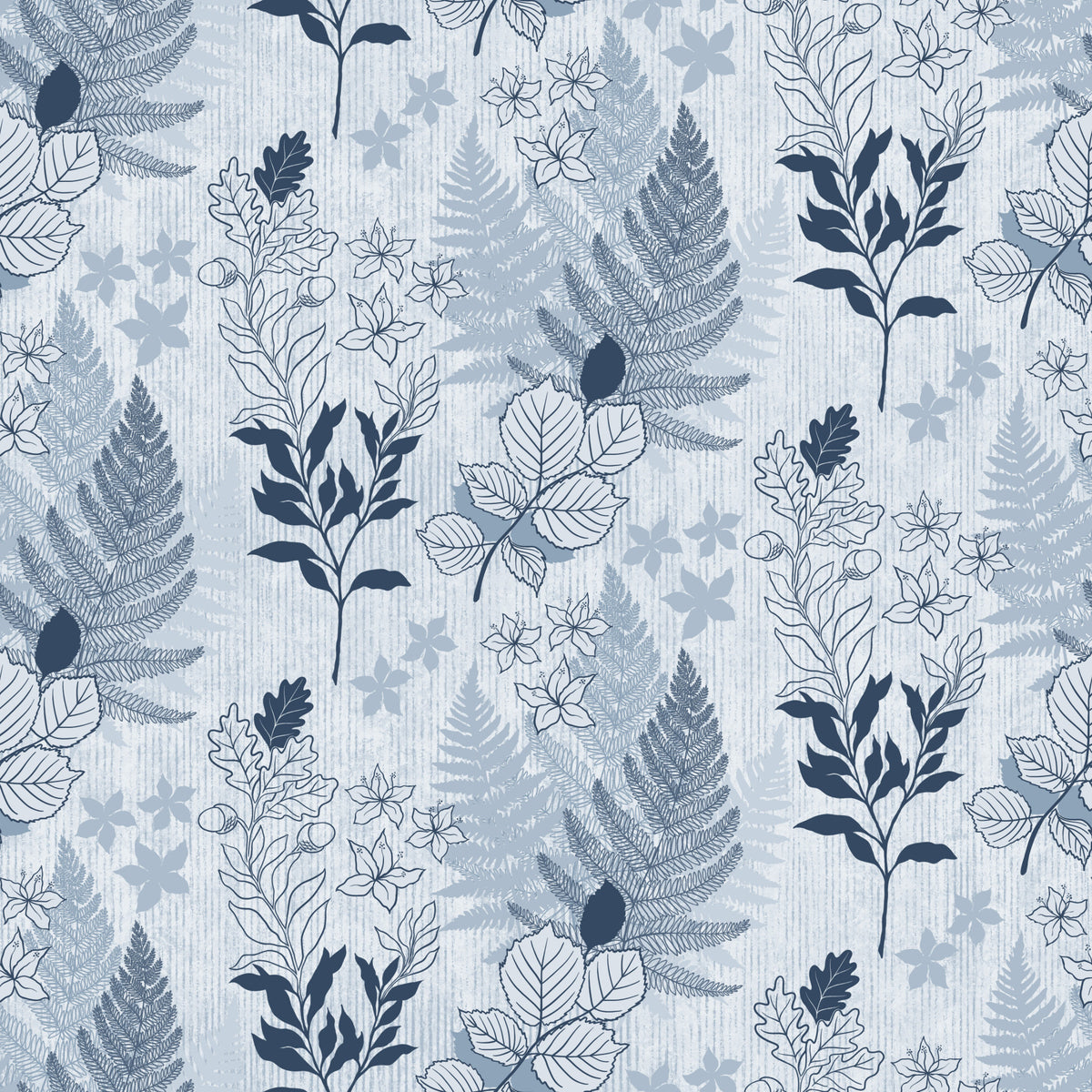 Alpine botanische Silhouetten - blaue Tapete⁠ in your room — zoomed