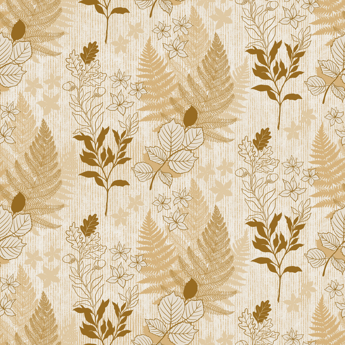 Alpine botaniske silhuetter - guldtapet in your room — zoomed