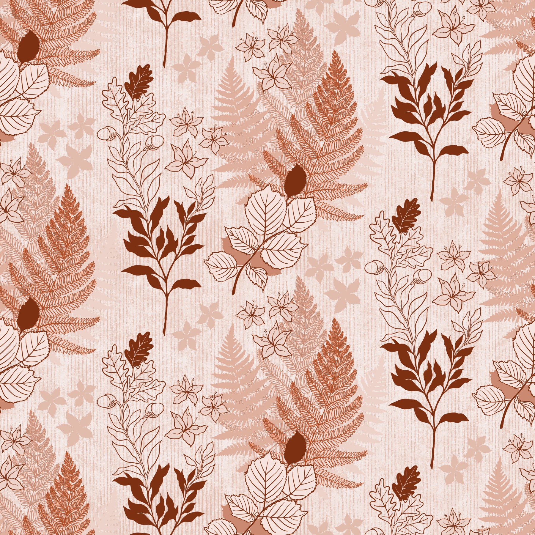 Papier peint silhouettes botaniques alpines - rouge rouille⁠