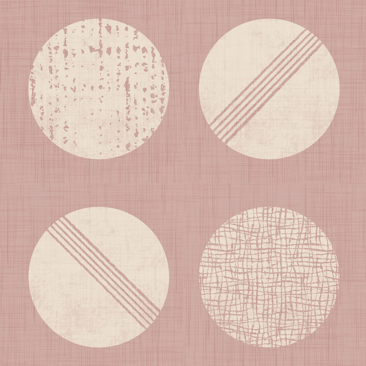 Tapet med blushrosa og kremfargede sirkler, mid-century-stil in your room — zoomed
