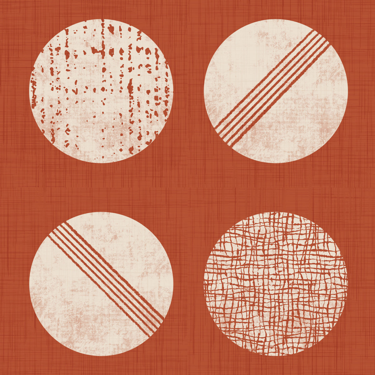 Rust Red Cream Circles Wallpaper Mid Century Wallpaper⁠ in your room — zoomed