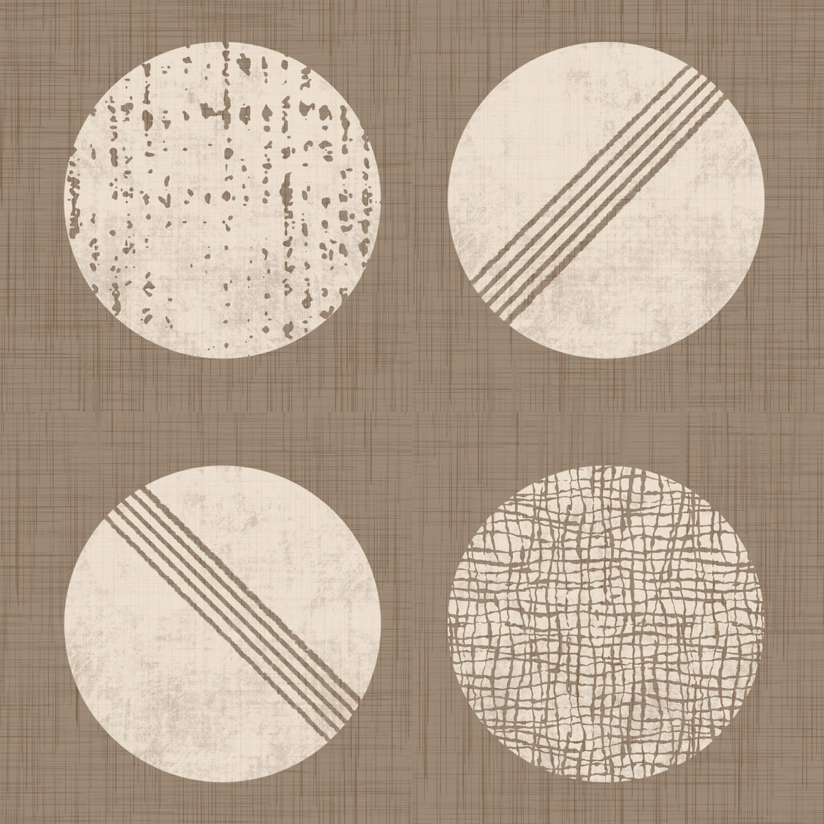 Tapeten mit Kreisen in warmem Taupe und Creme im Mid-Century-Stil in your room