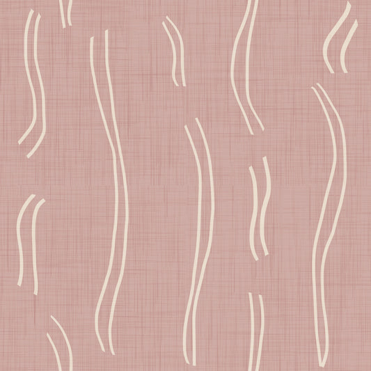 Carta da parati a righe ondulate rosa cipria, stile mid-century⁠