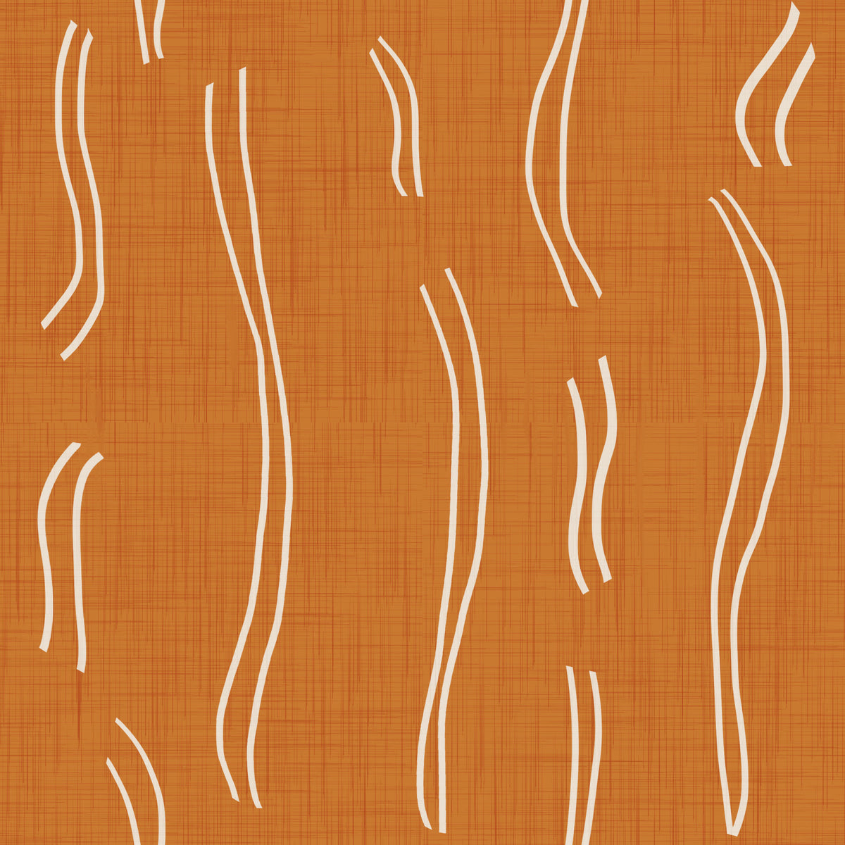 Tapet med bølgede striber i brændt orange, mid-century in your room — zoomed