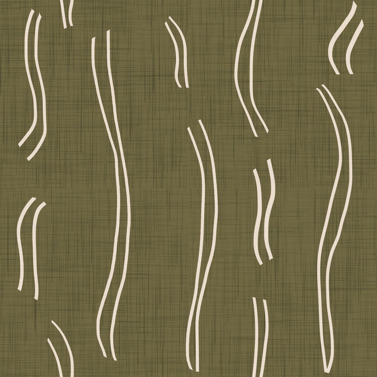 Tapeten mit welligem Streifenmuster in Olivgrün, Mid-Century-Stil in your room — zoomed