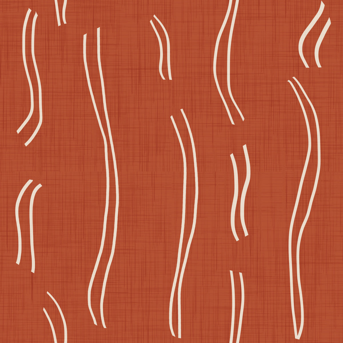 Tapeta w faliste pasy w rdzawym kolorze, styl mid-century⁠