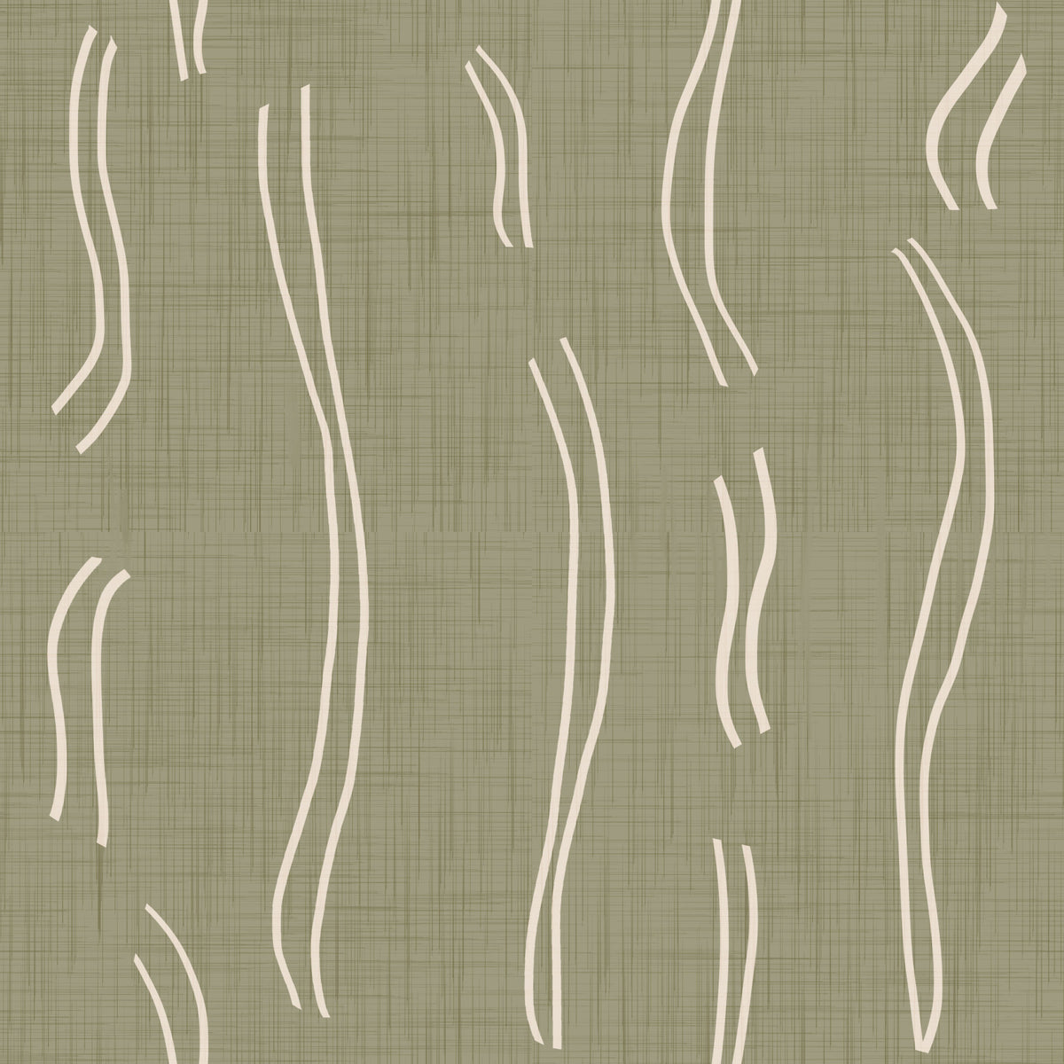 Tapet med bølgede striber i salviegrøn, mid-century-stil⁠ in your room — zoomed