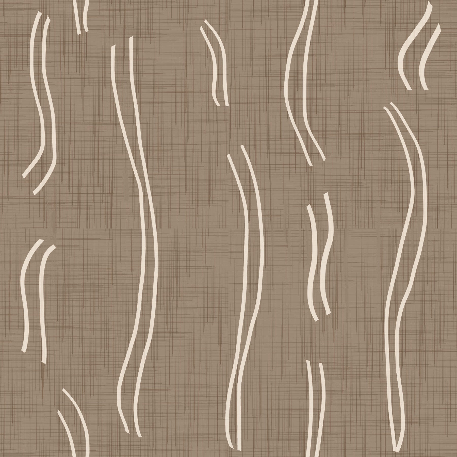 Warme taupefarbene Tapete mit welligen Streifen im Mid-Century-Stil⁠