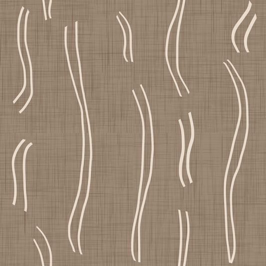 Carta da parati a righe ondulate color tortora caldo, stile Mid-Century⁠