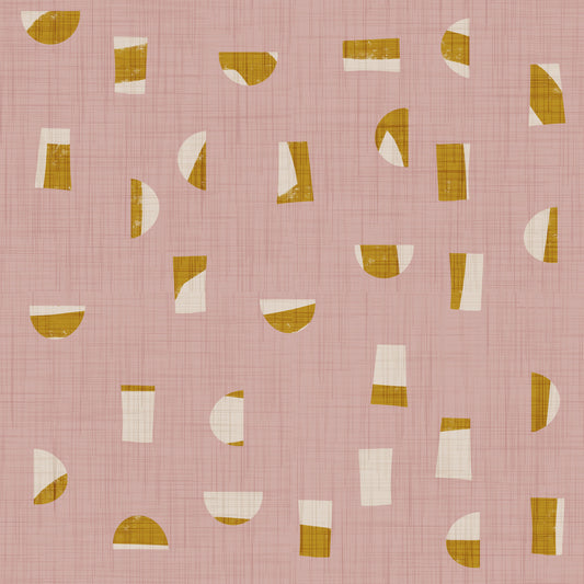 Carta da parati con forme astratte rosa cipria, stile metà secolo⁠