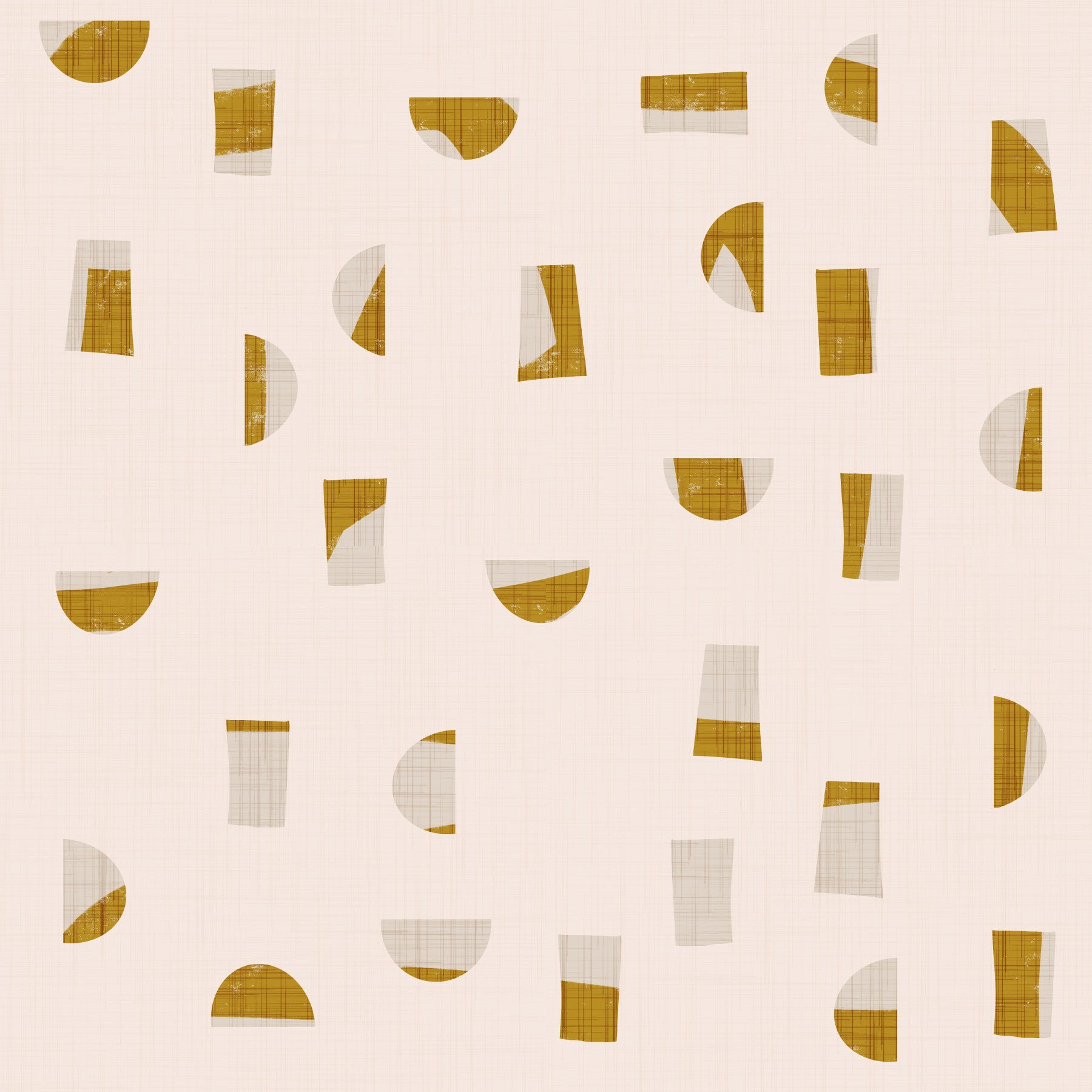 Papier peint à formes abstraites crème et moutarde, style milieu du siècle⁠