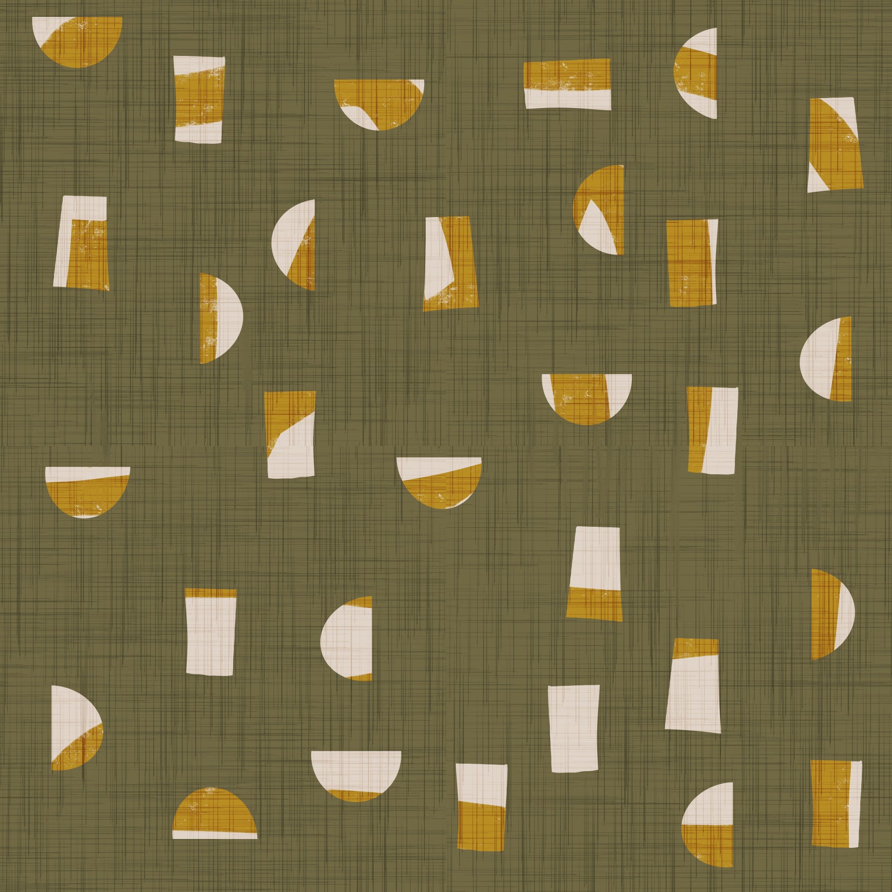 Olive Green Abstract Shapes Wallpaper Mid Century Wallpaper⁠
