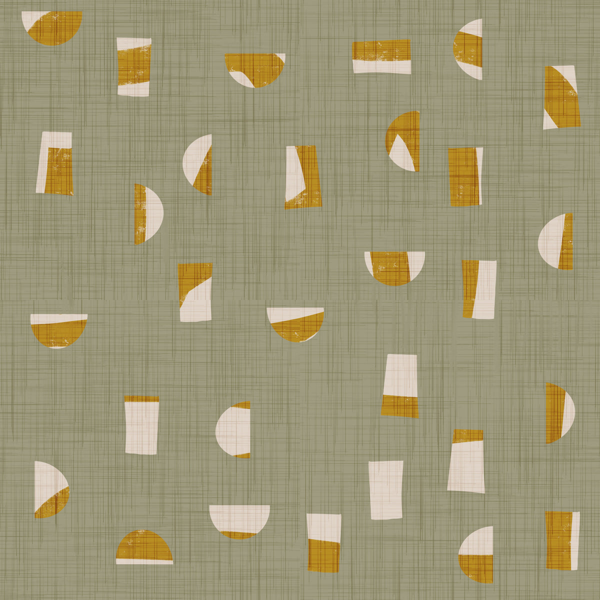 Papel de parede com formas abstratas verde-sálvia, estilo de meados do século XX⁠ in your room — zoomed