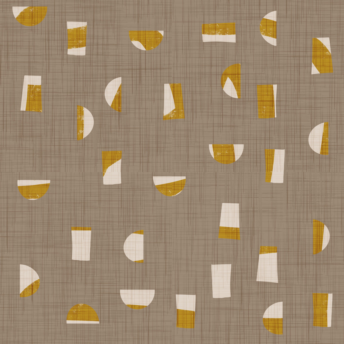 Papier peint à formes abstraites taupe chaud, style mid-century in your room