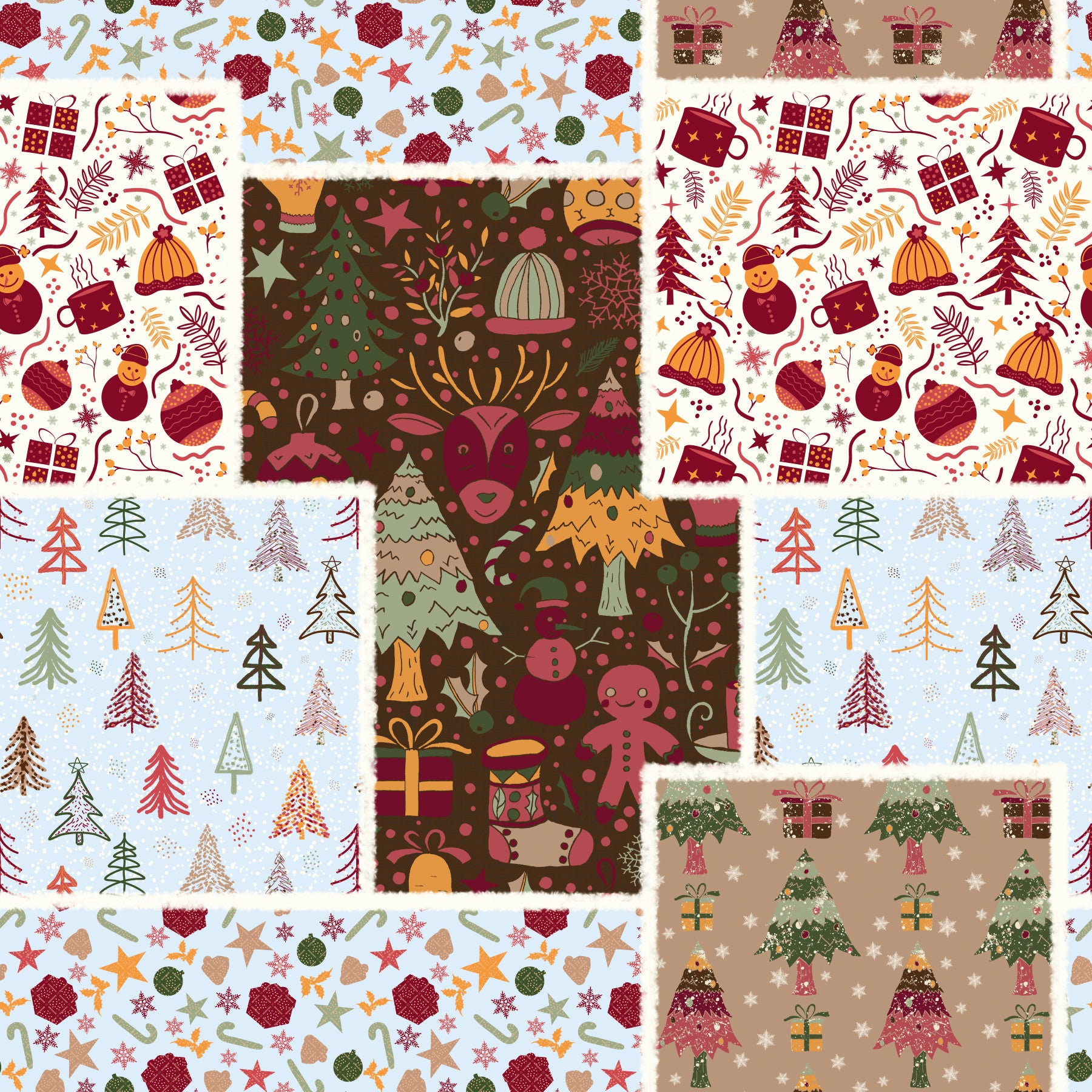 Papier peint Patch de Noël champêtre⁠