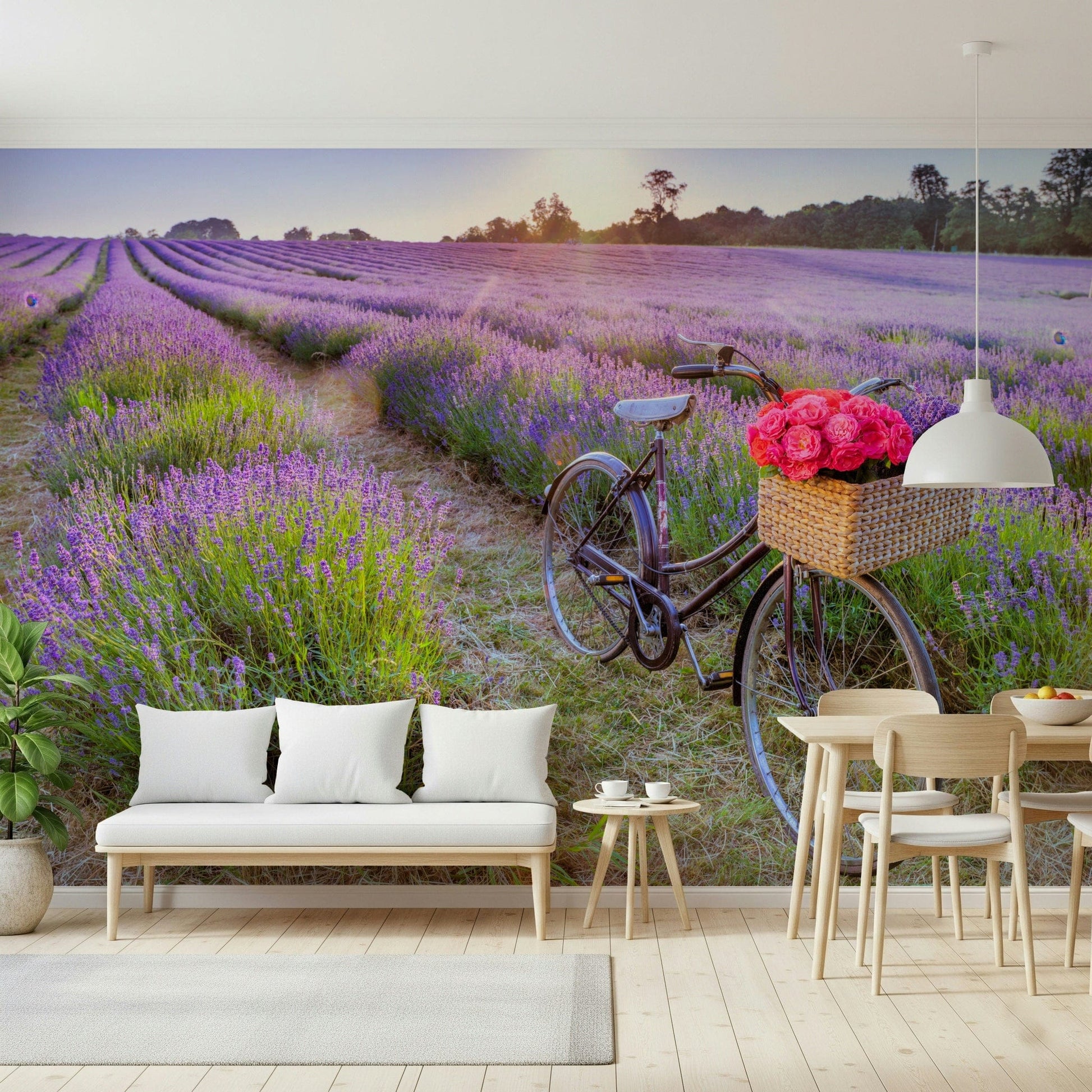 Rustic home accent, Bicycle in a Lavender Field, easy install wall decoration.