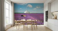 French Provence landscape wall mural with soft pastel tones