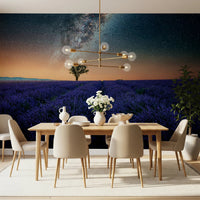 Moonlit lavender wall mural brightens lounge